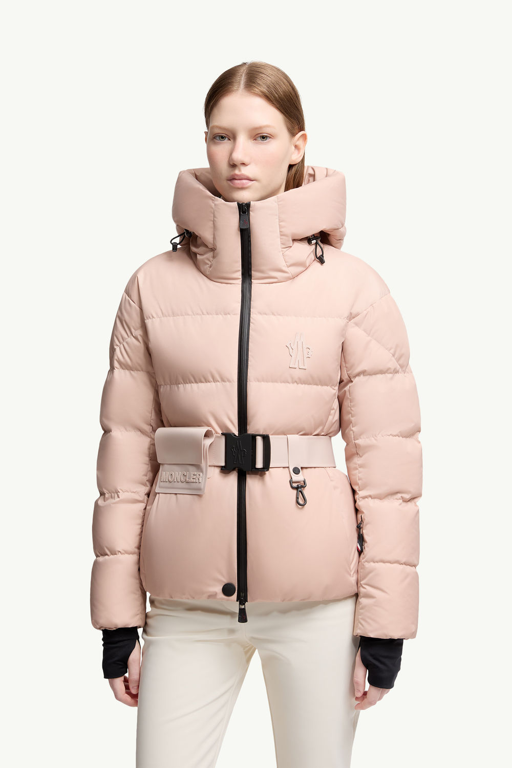 Bouquetin Hooded Down Ski Jacket Women Pink Moncler 3