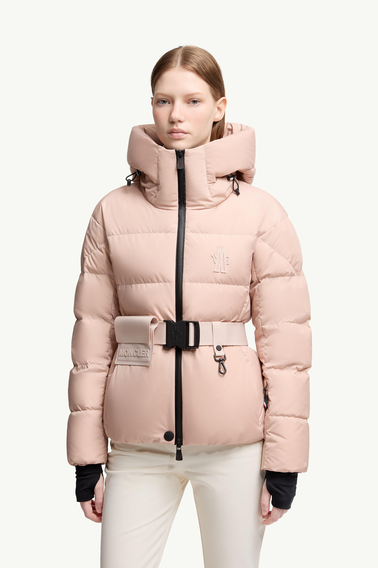 Bouquetin Hooded Down Ski Jacket Women Pink Moncler 3
