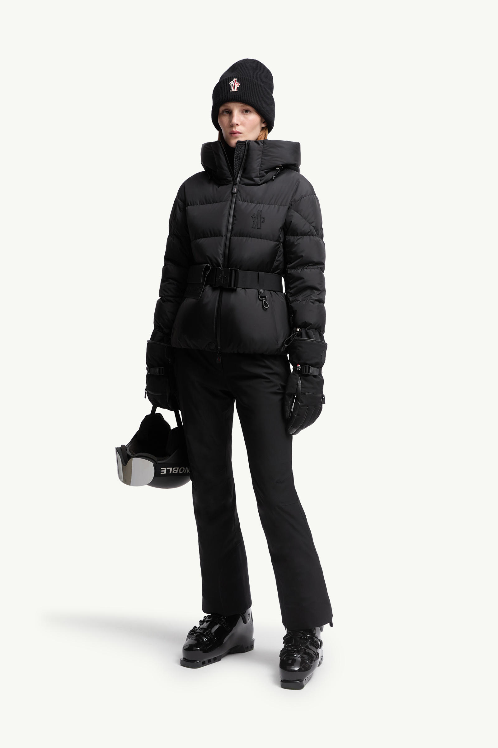 Bouquetin Hooded Down Ski Jacket Women Black Moncler 0