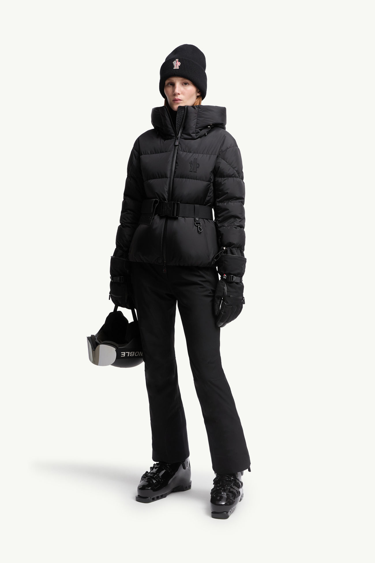 Bouquetin 후드 다운 스키 재킷 여성 블랙 Moncler 0