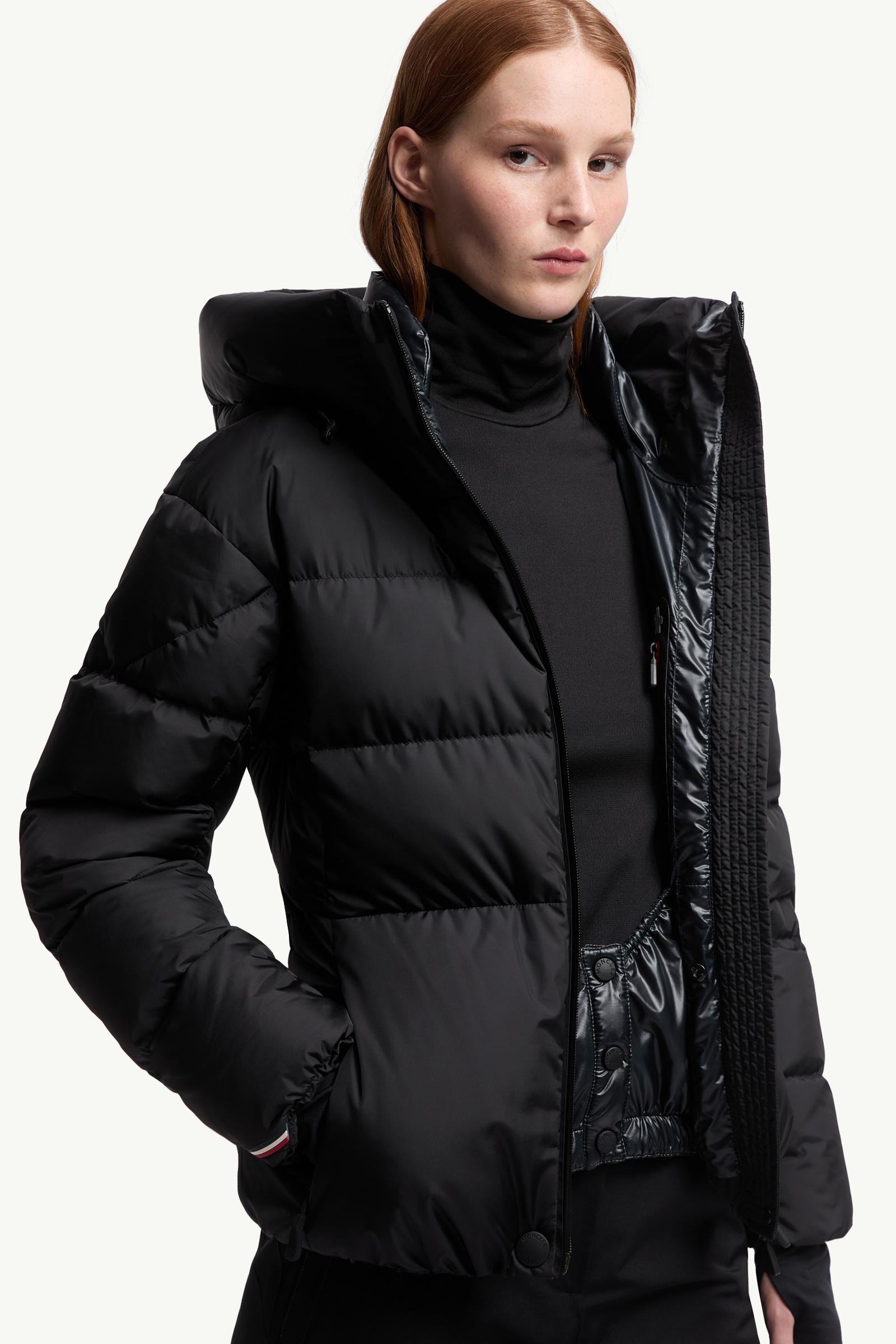 Black Bouquetin Hooded Down Ski Jacket - Short Down Jackets for