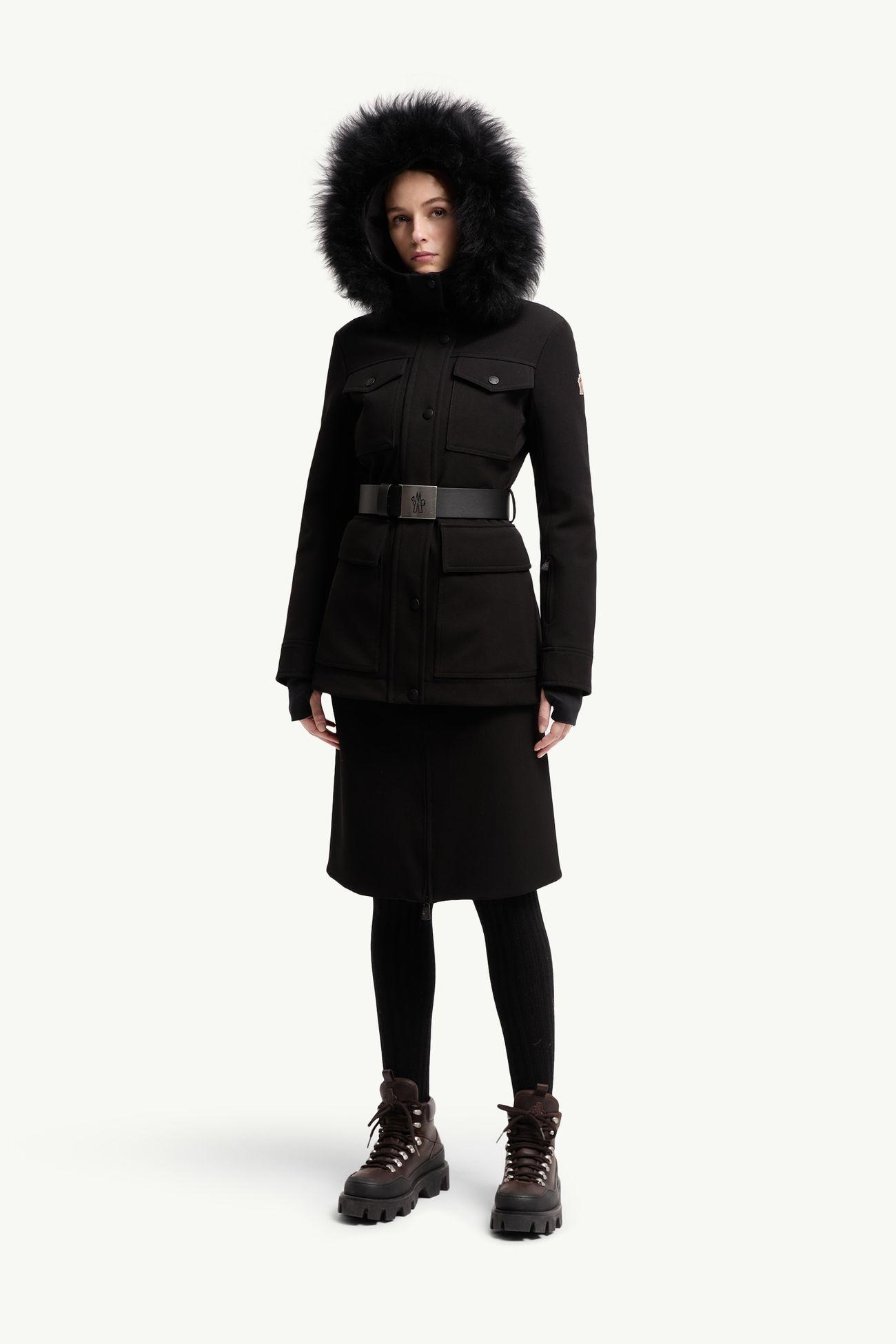 Doudoune de ski Linotte à bordure en shearling Femmes Noir Moncler 0