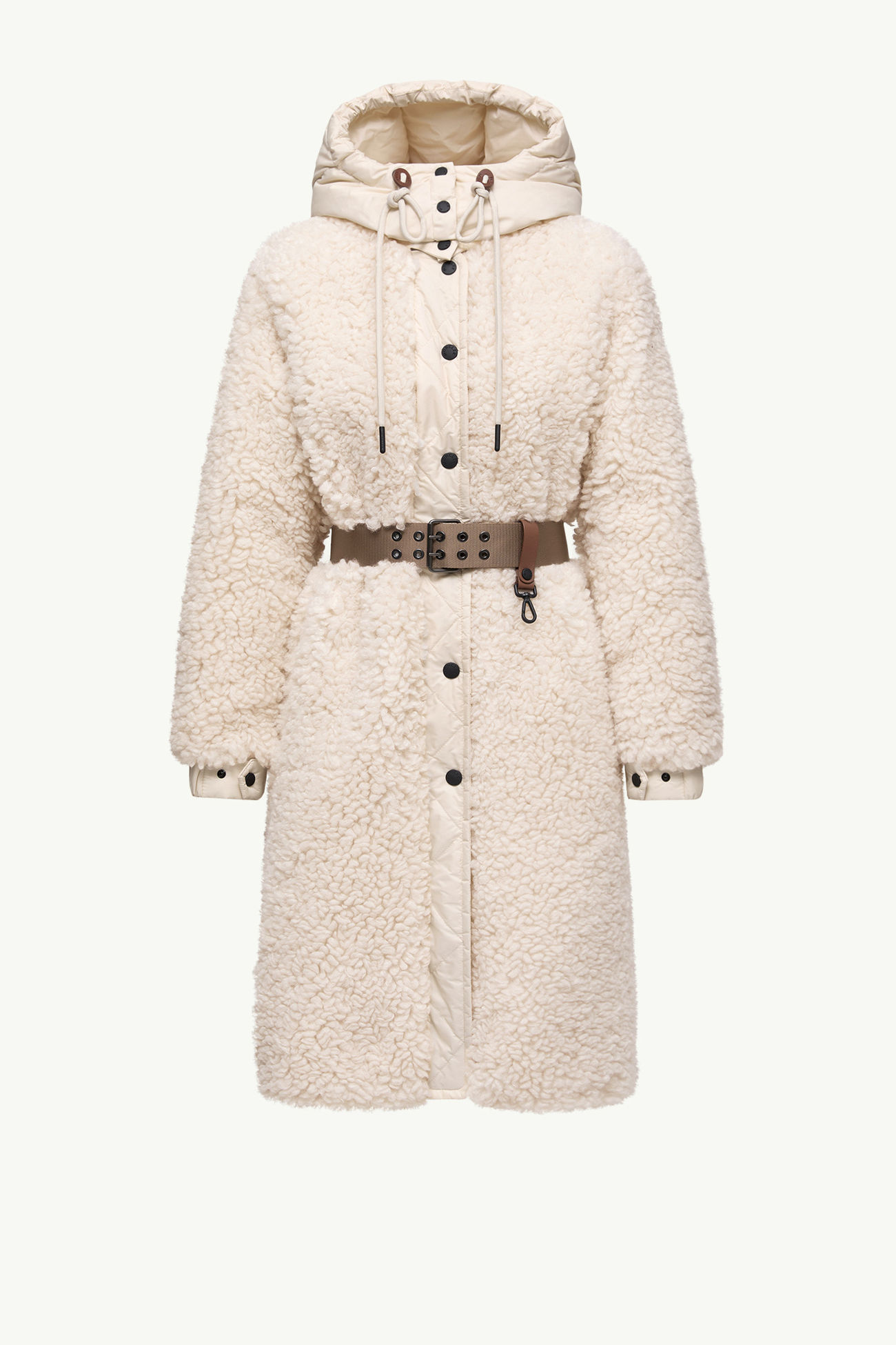 Piumino lungo Blavet effetto teddy con cappuccio Donna Bianco Moncler 2