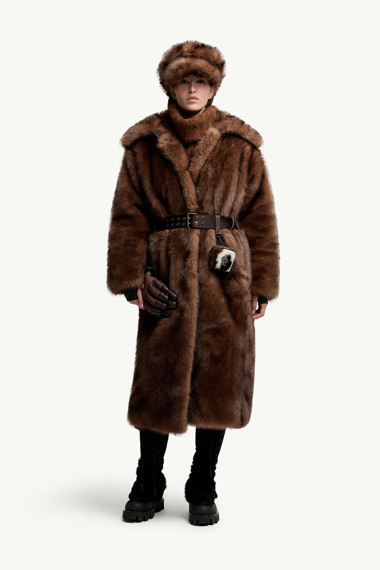 Arly連腰帶羽絨大衣 女士 啡色 Moncler 0