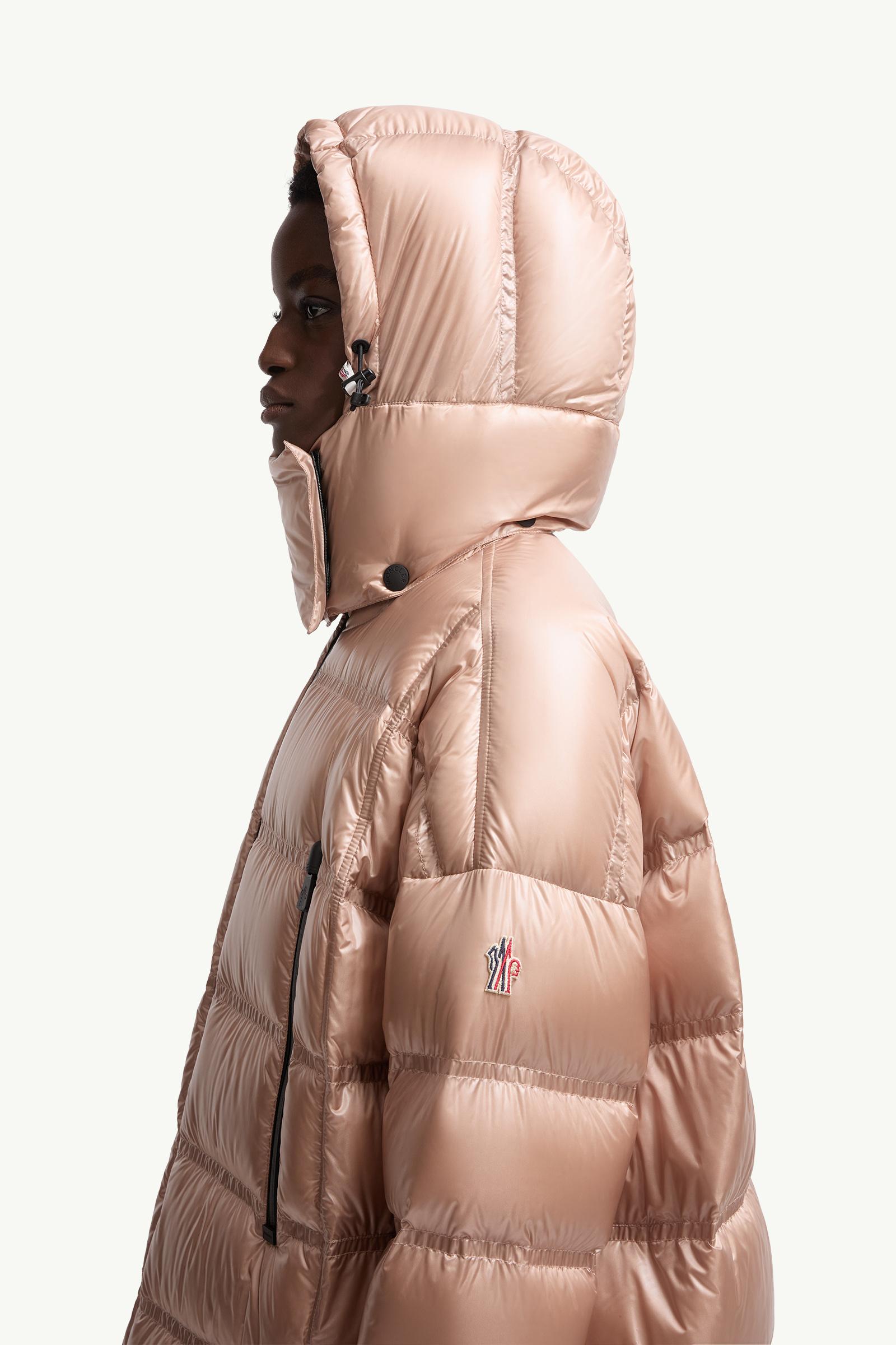 Rochelairs Hooded Long Down Jacket Women Fuchsia Moncler 1