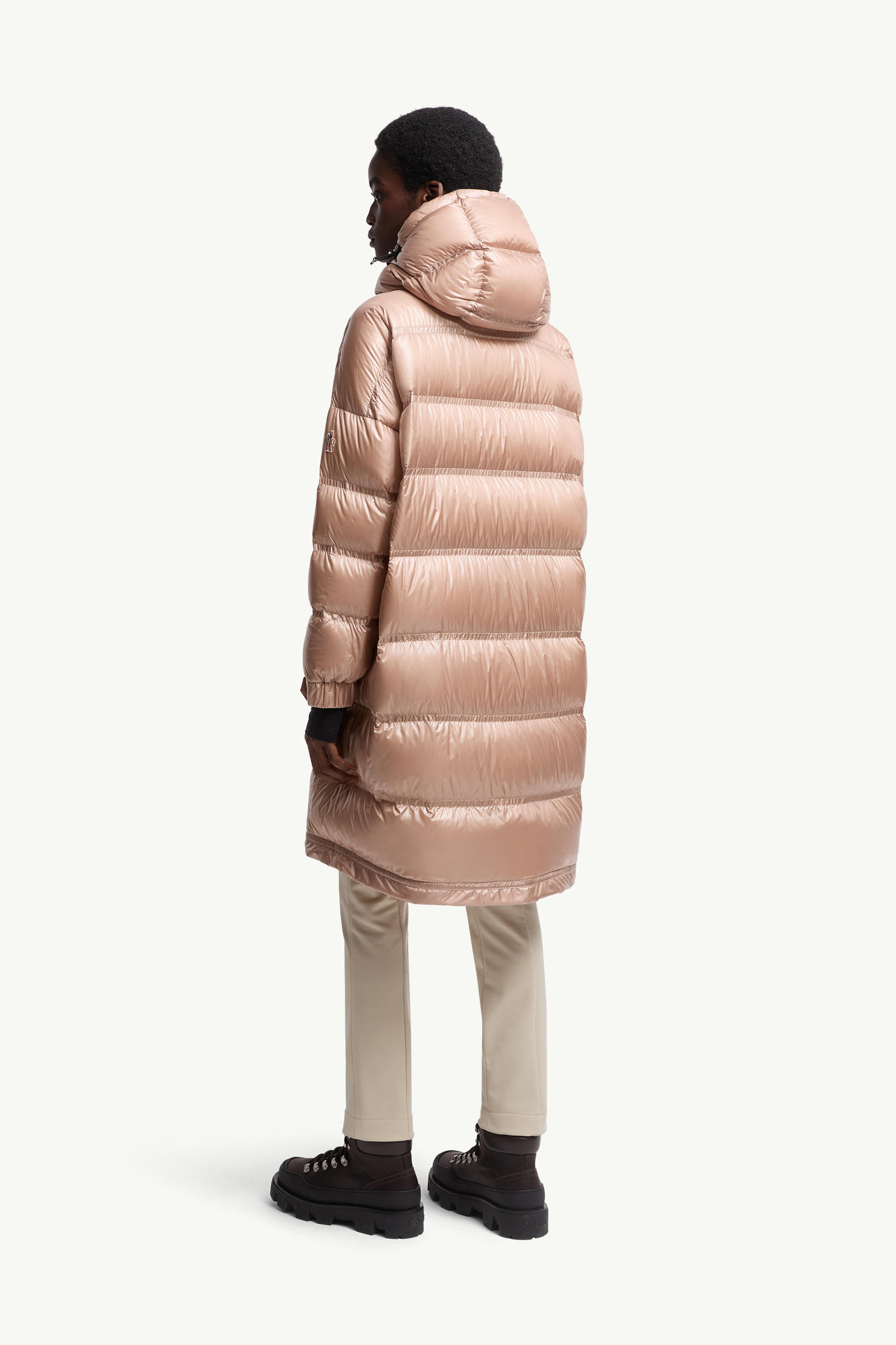 Rochelairs Hooded Long Down Jacket Women Fuchsia Moncler 4