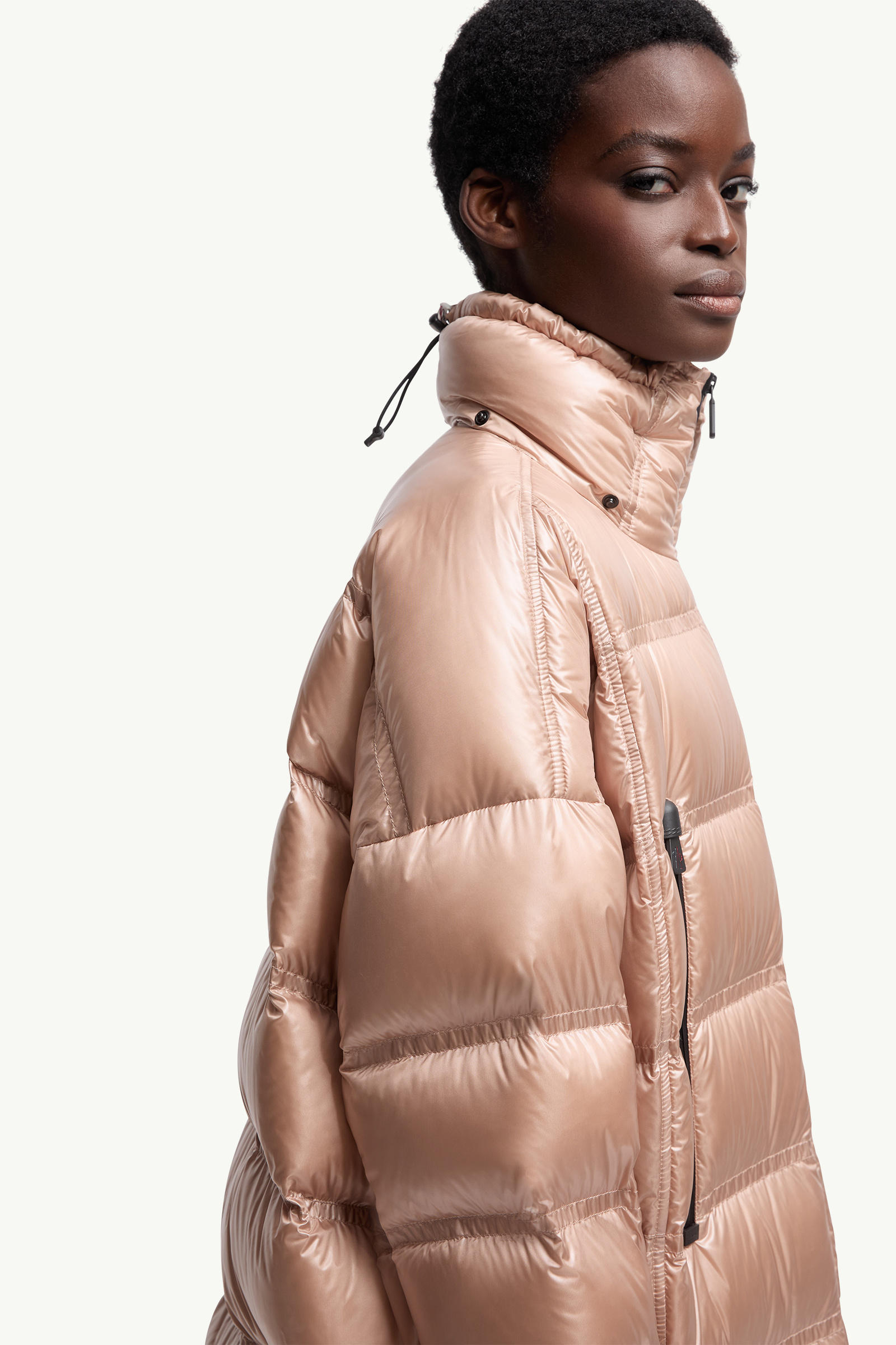 Rochelairs Hooded Long Down Jacket Women Fuchsia Moncler 5
