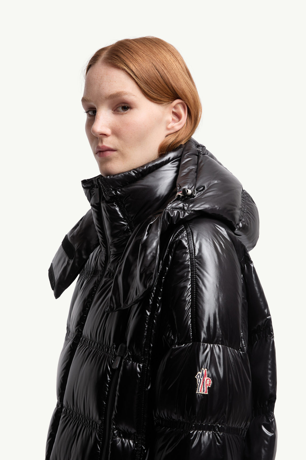 Piumino lungo Rochelairs con cappuccio Donna Nero Moncler 1