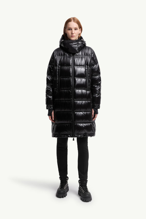 Rochelairs Hooded Long Down Jacket Women Black Moncler 3