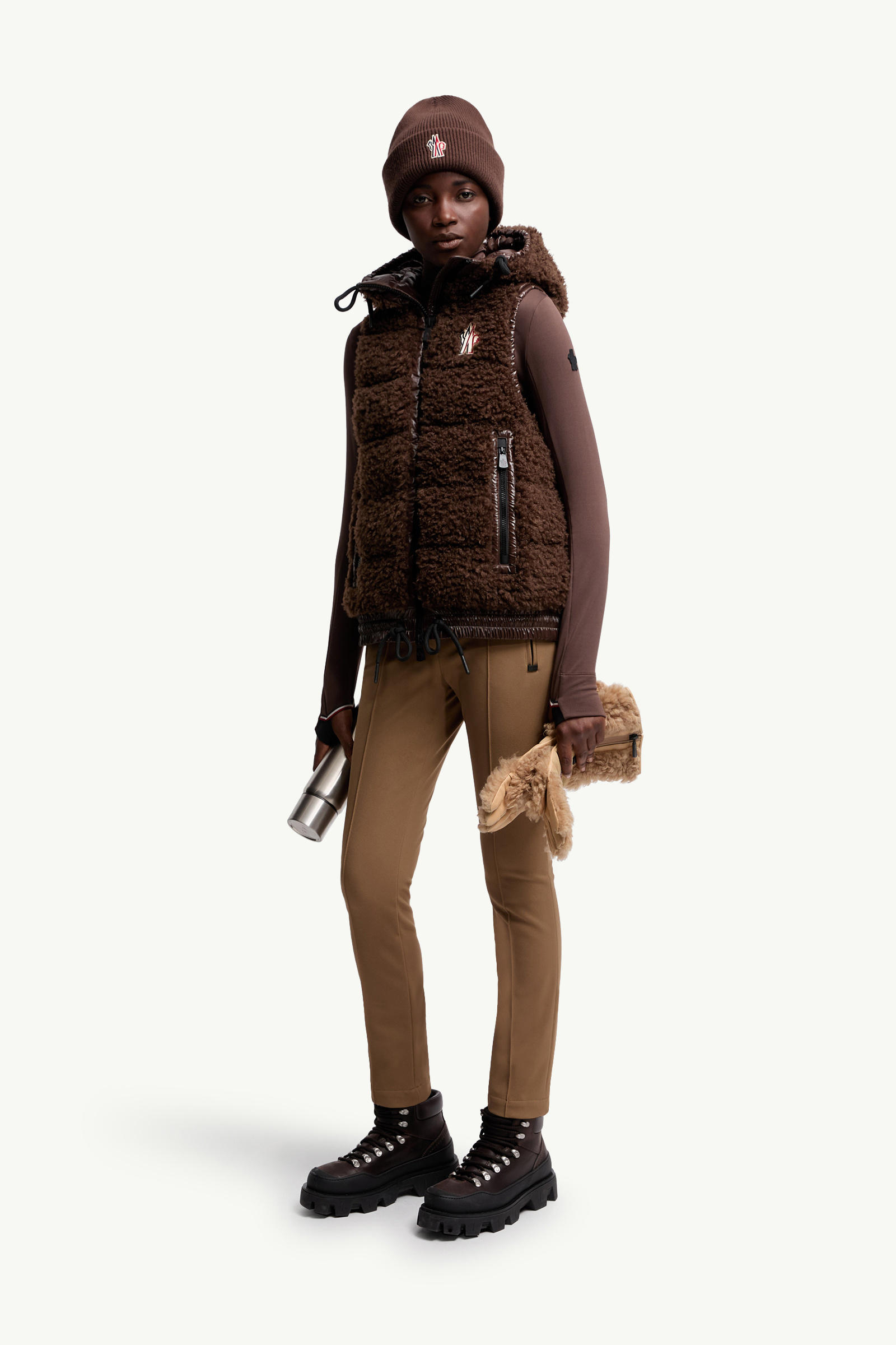 Twill Trousers Women Brown Moncler 0