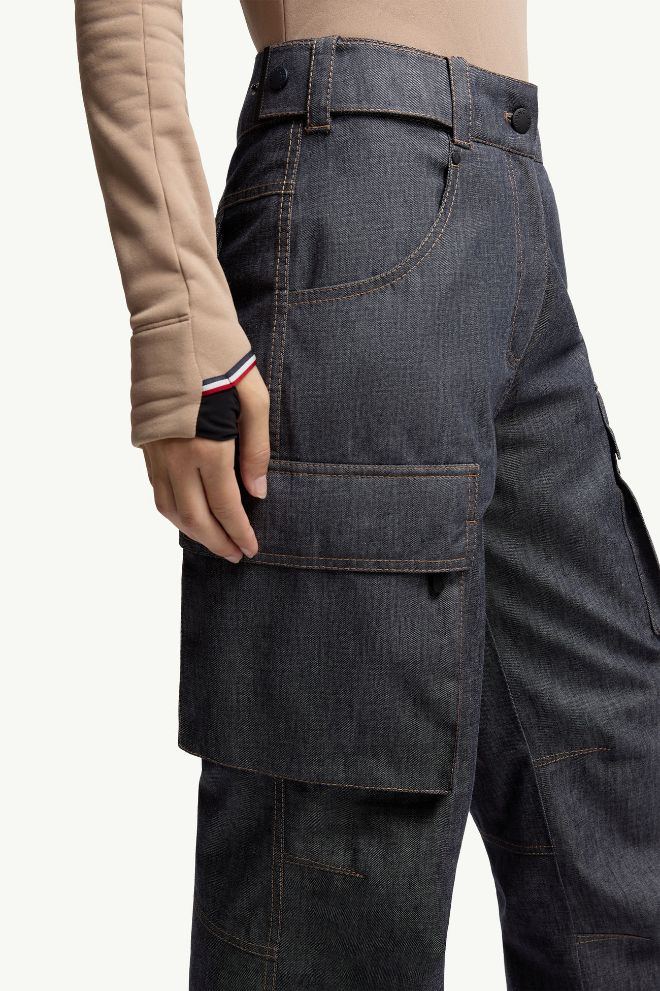 Wattierte Skihose aus Denim Damen Dunkelgrau Moncler 5