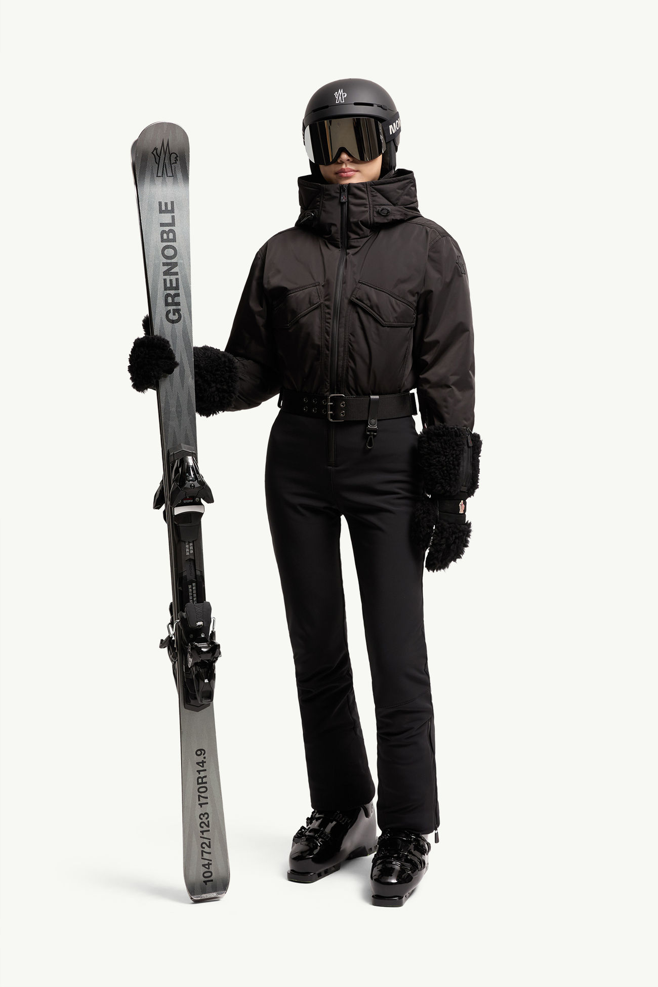 Completo da sci imbottito con cappuccio Donna Nero Moncler 0