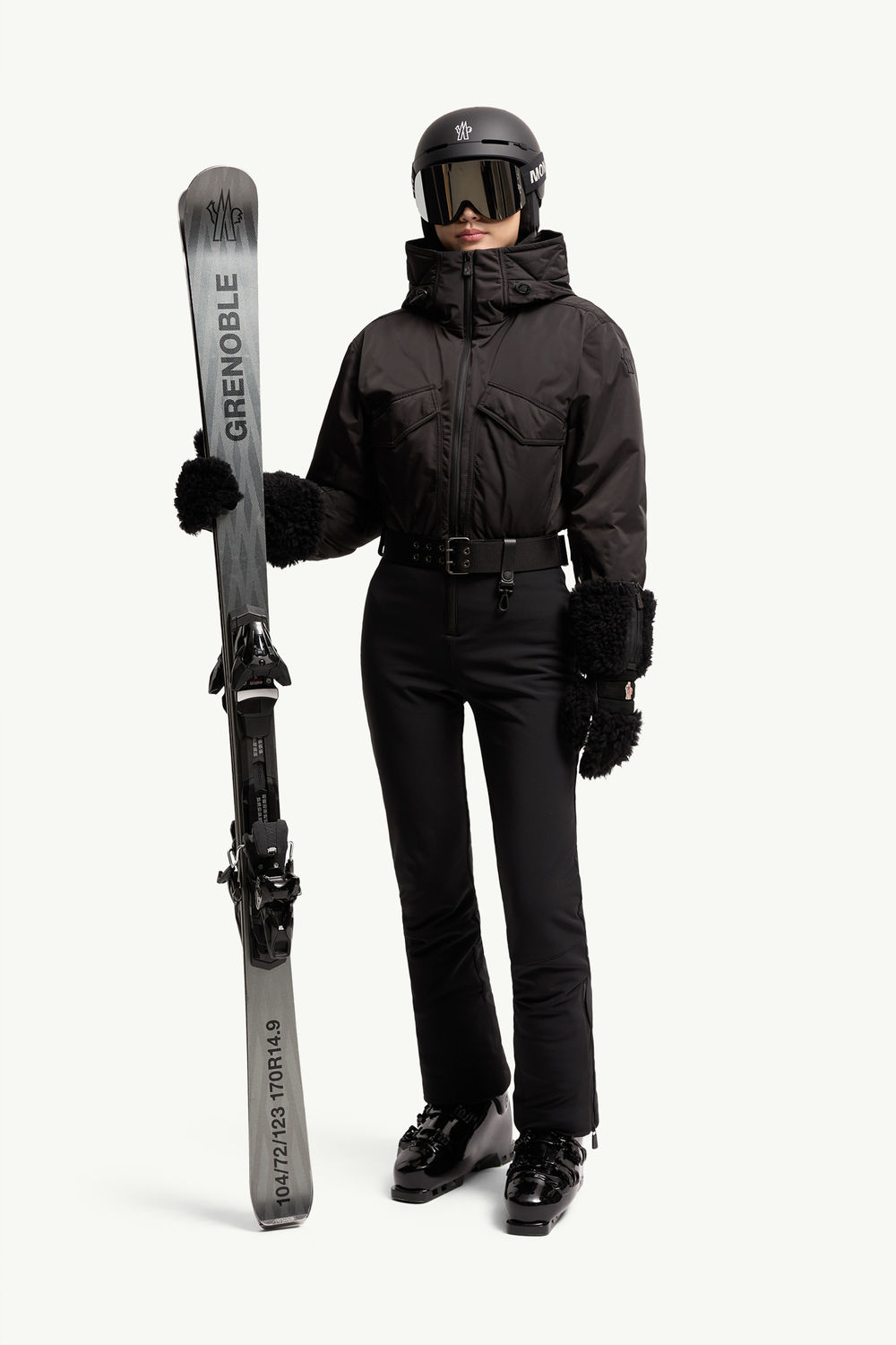 Hooded Down Ski Suit Women Black Moncler 0