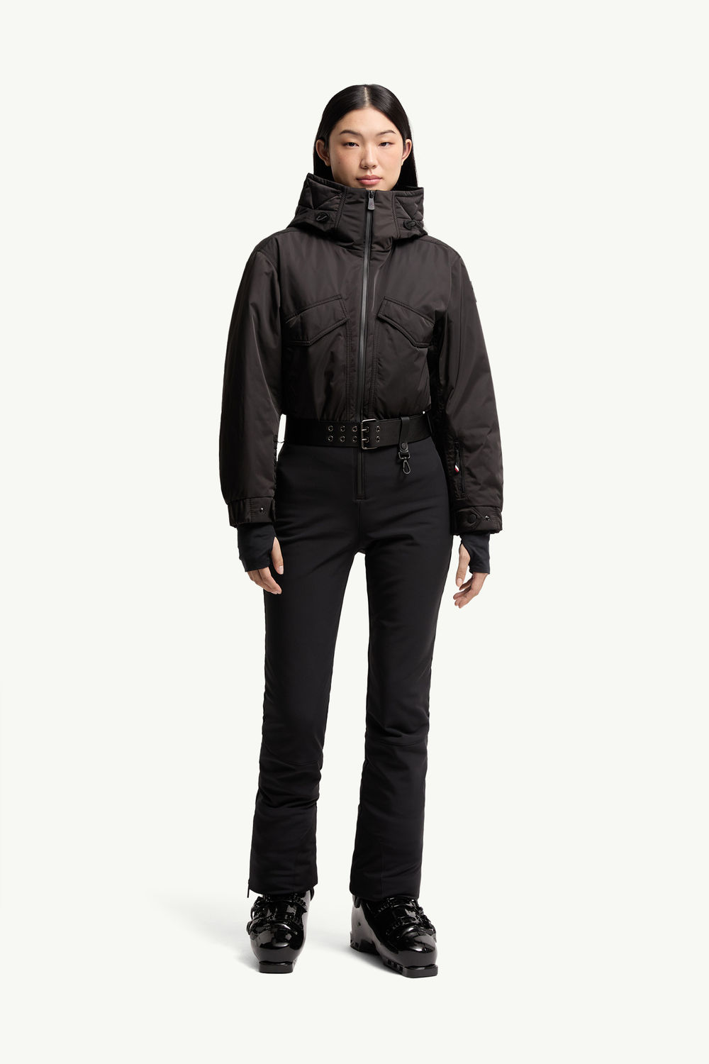 Hooded Down Ski Suit Women Black Moncler 3