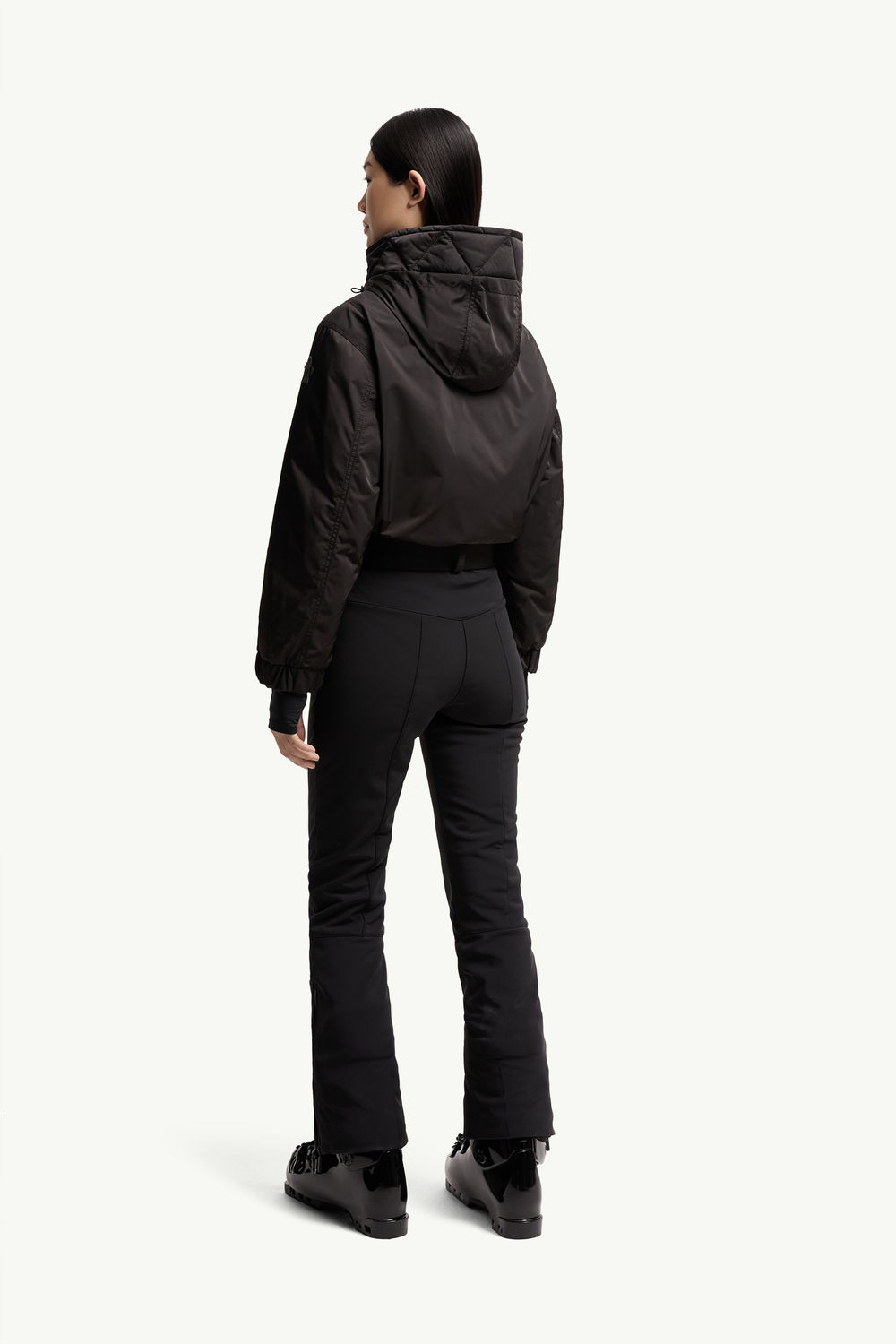 Hooded Down Ski Suit Women Black Moncler 4