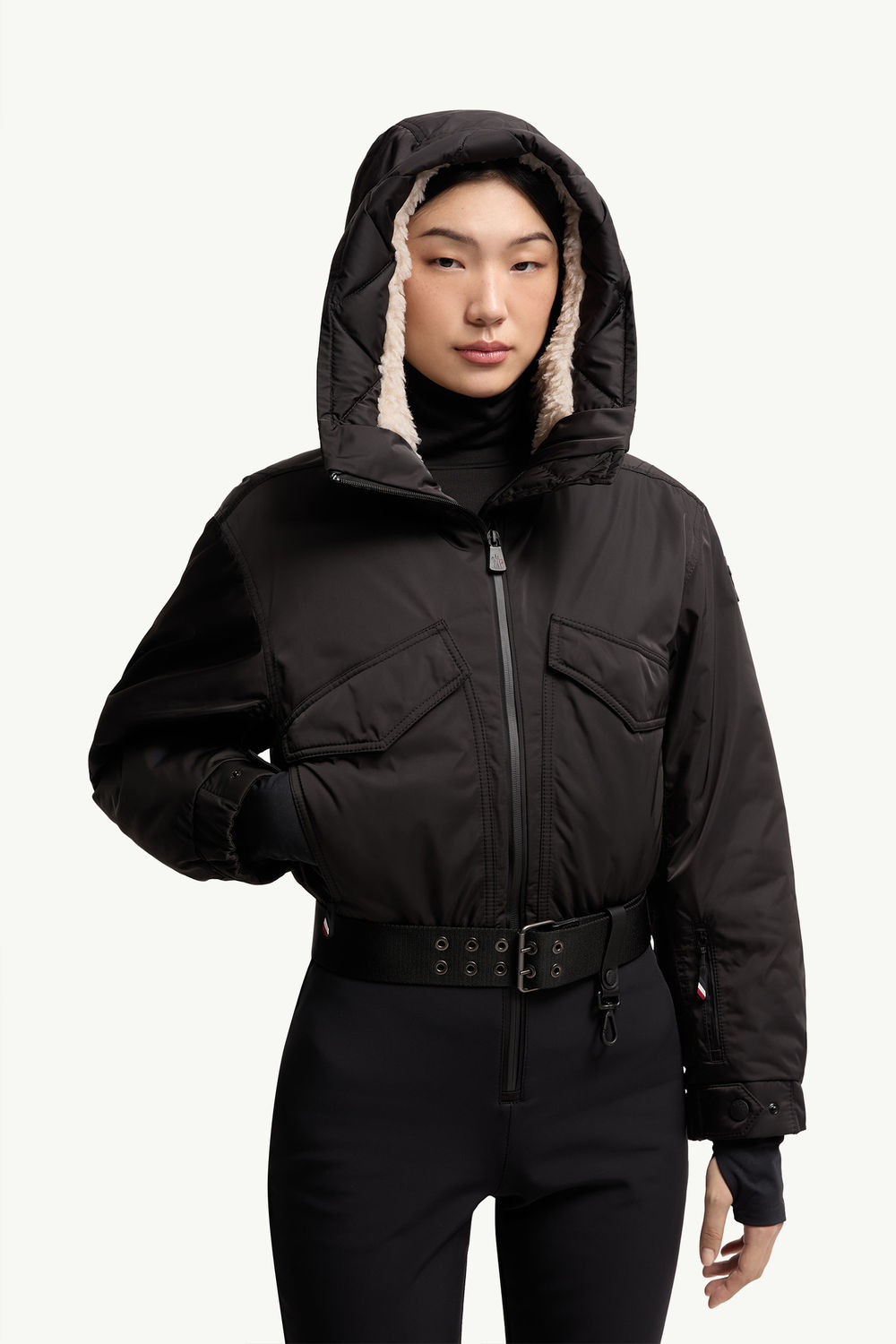 Hooded Down Ski Suit Women Black Moncler 5
