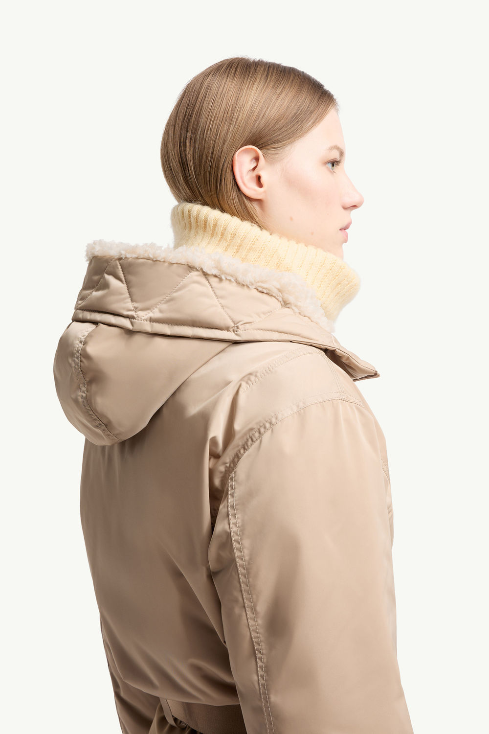 Hooded Down Ski Suit Women Camel Beige Moncler 6