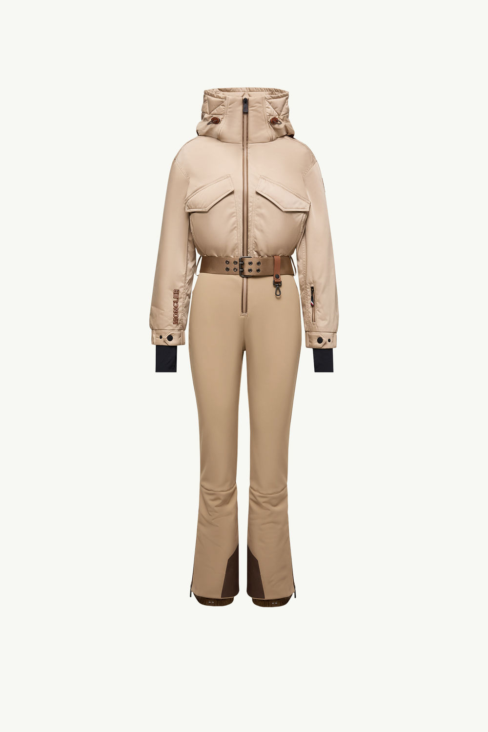 Hooded Down Ski Suit Women Camel Beige Moncler 2