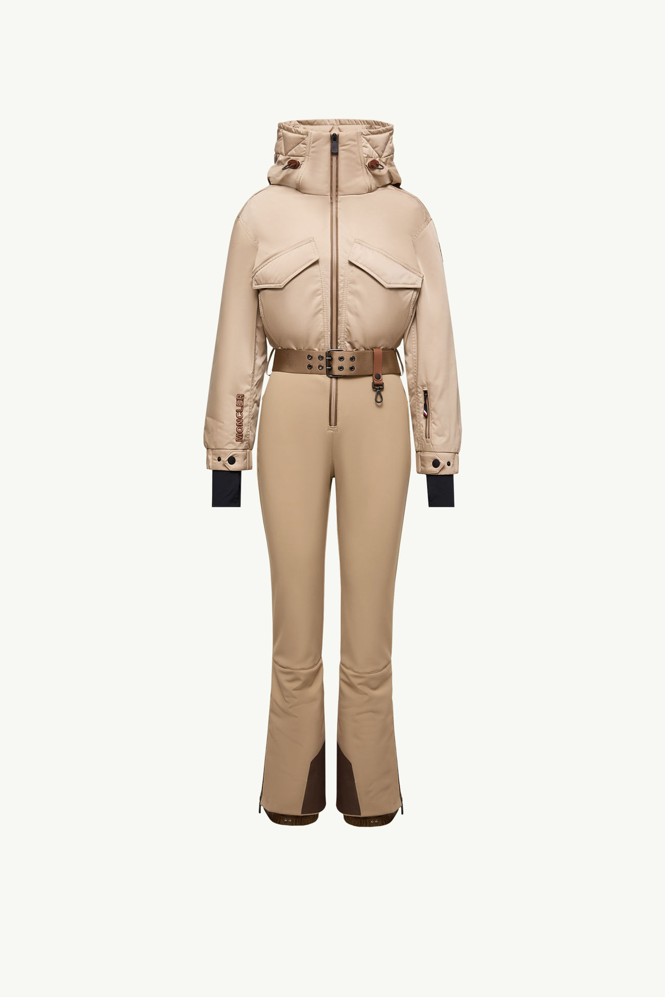 Hooded Insulated Ski Suit Women Camel Beige Moncler 2