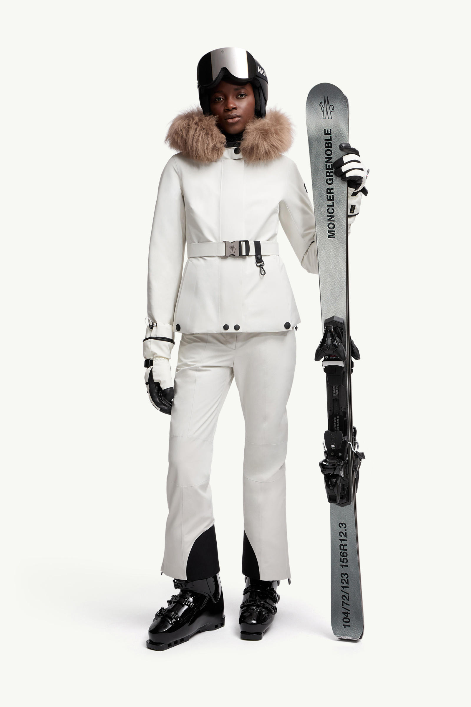 Moncler Tuta Ski Donna Pantaloni Da Sci In GORE-TEX Bianco