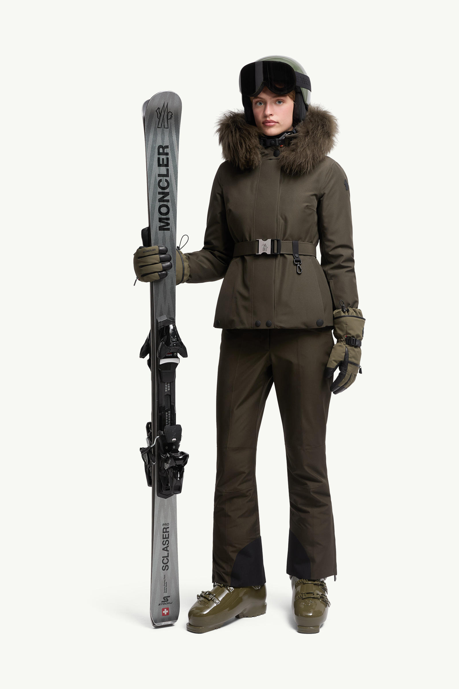 Padded GORE-TEX Ski Trousers Women Dark Green Moncler 0