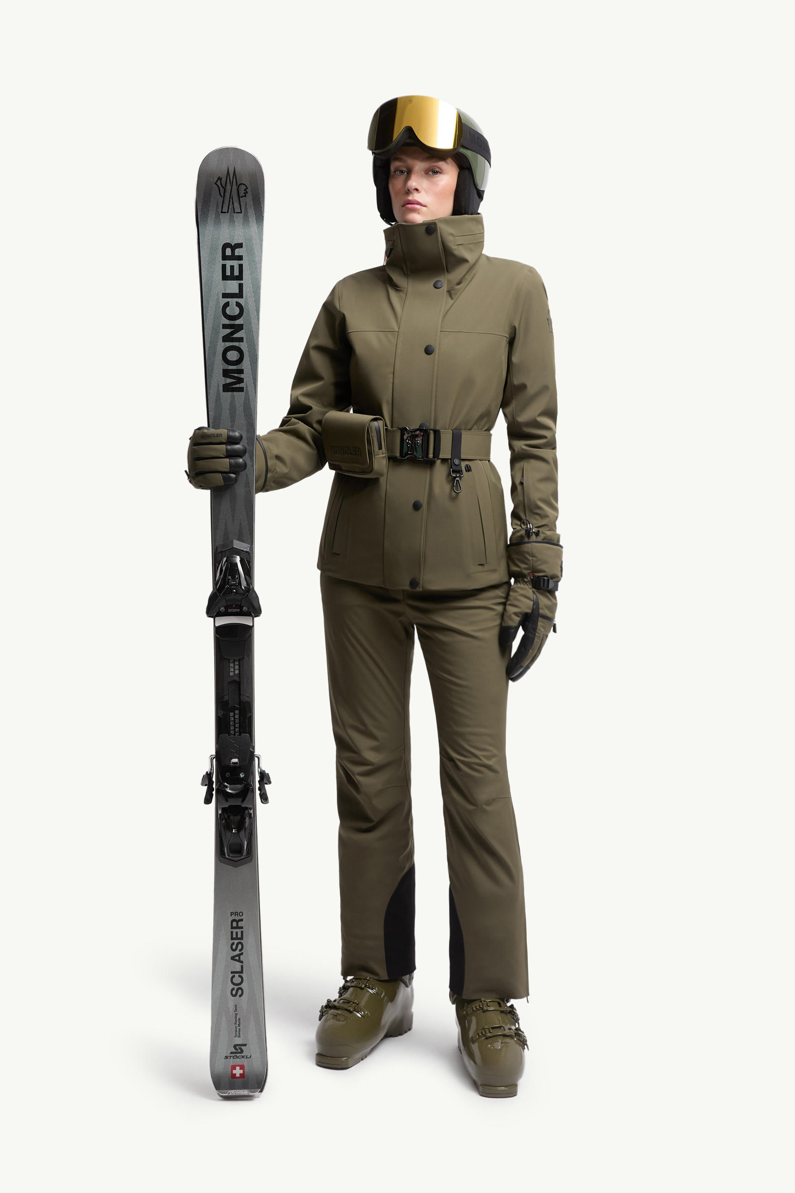 Padded Ski Trousers Women Olive Green Moncler 0