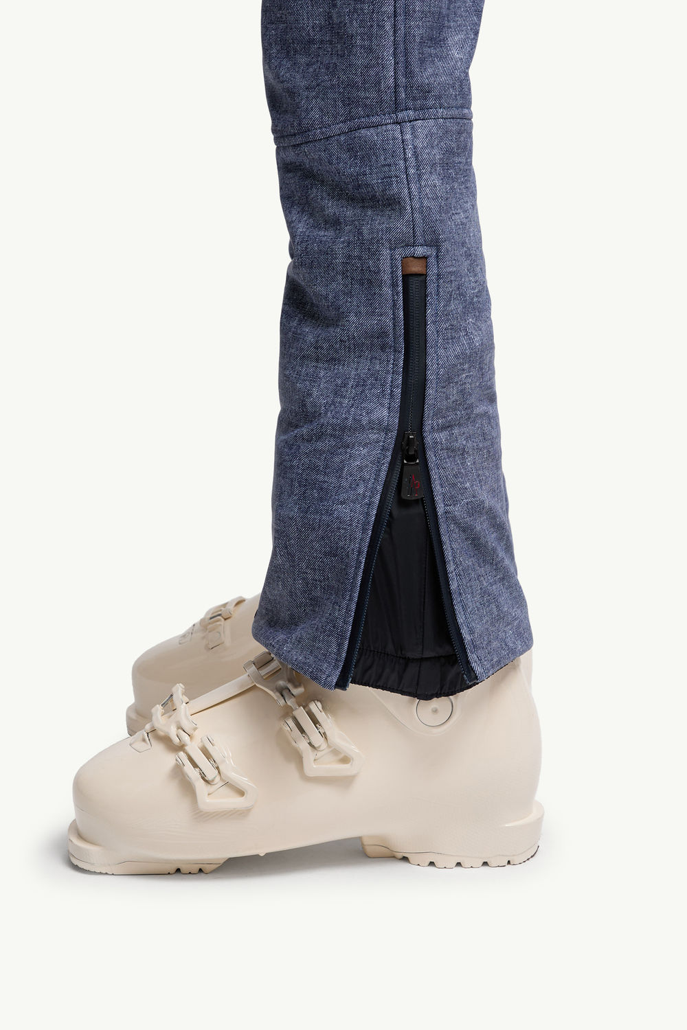 Shearling-Trimmed Down Ski Suit Women Denim Blue Moncler 6