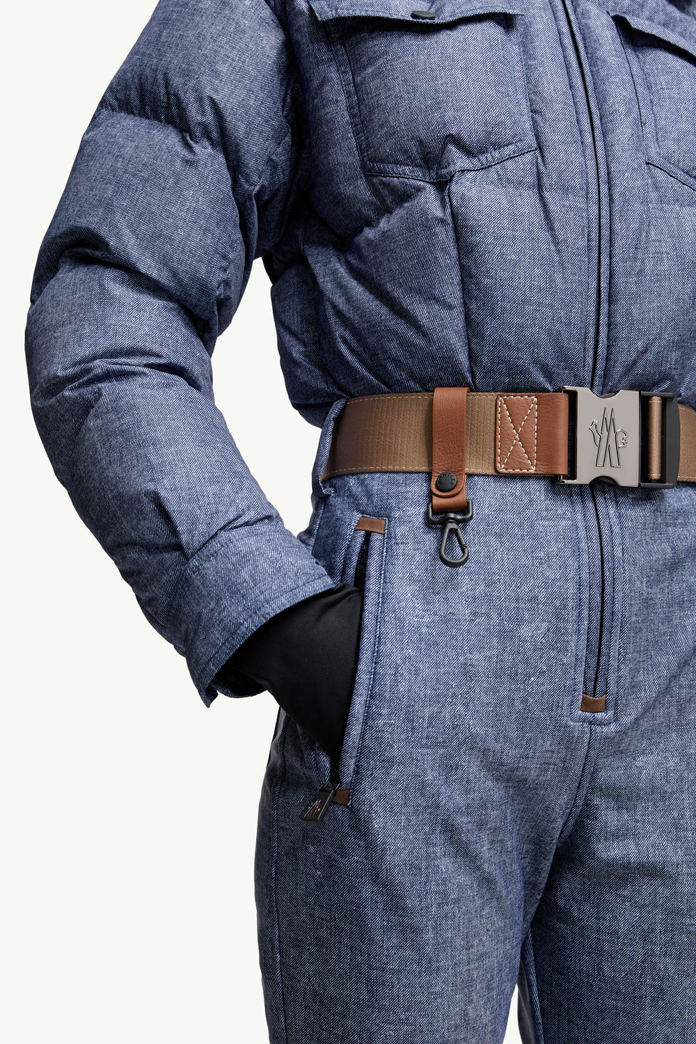 Completo da Sci Imbottito con Bordo in Shearling Donna Blu Denim Moncler 7
