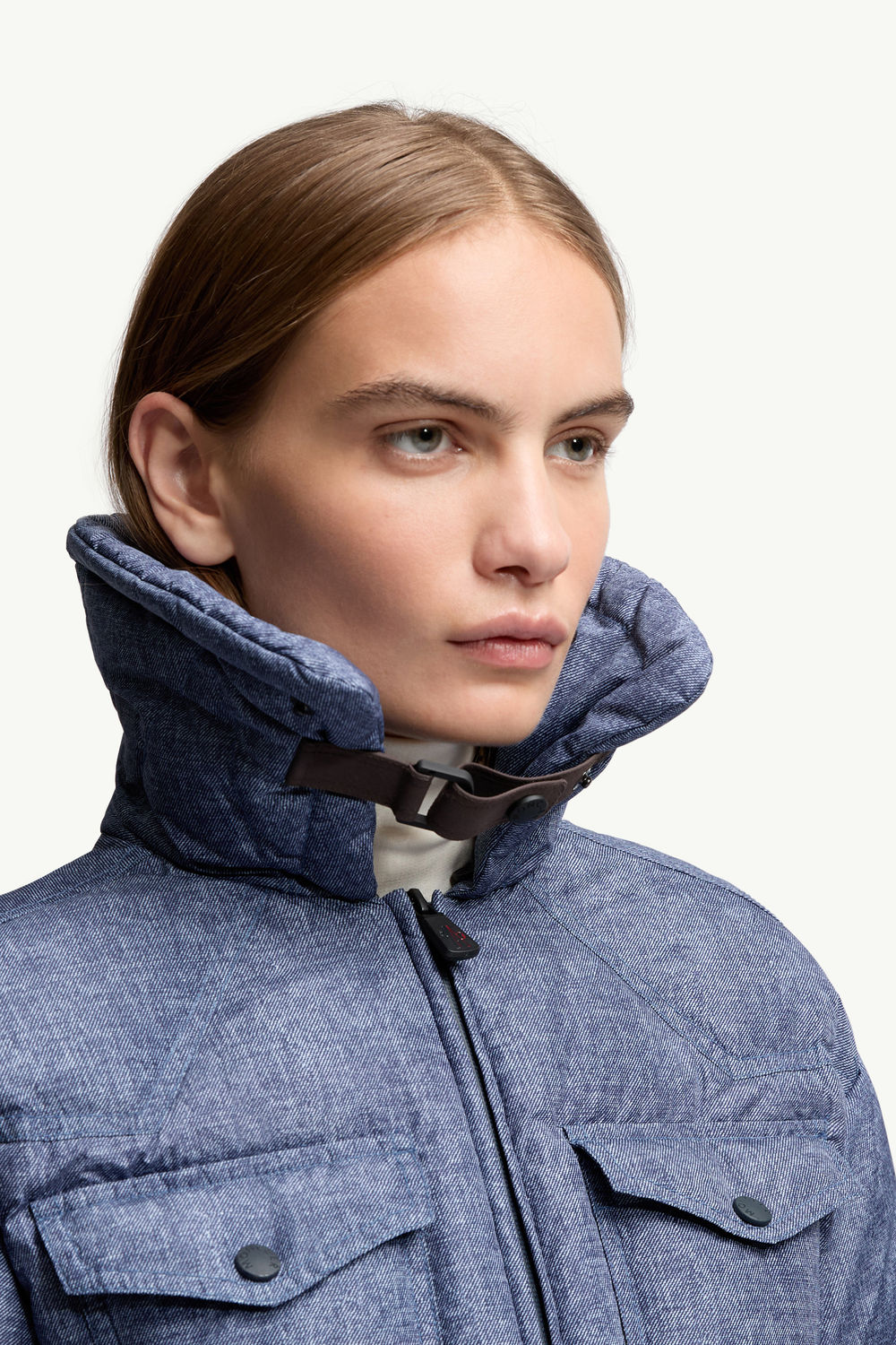 女士羊毛饰边羽绒套装 女士 丹宁蓝 Moncler 7