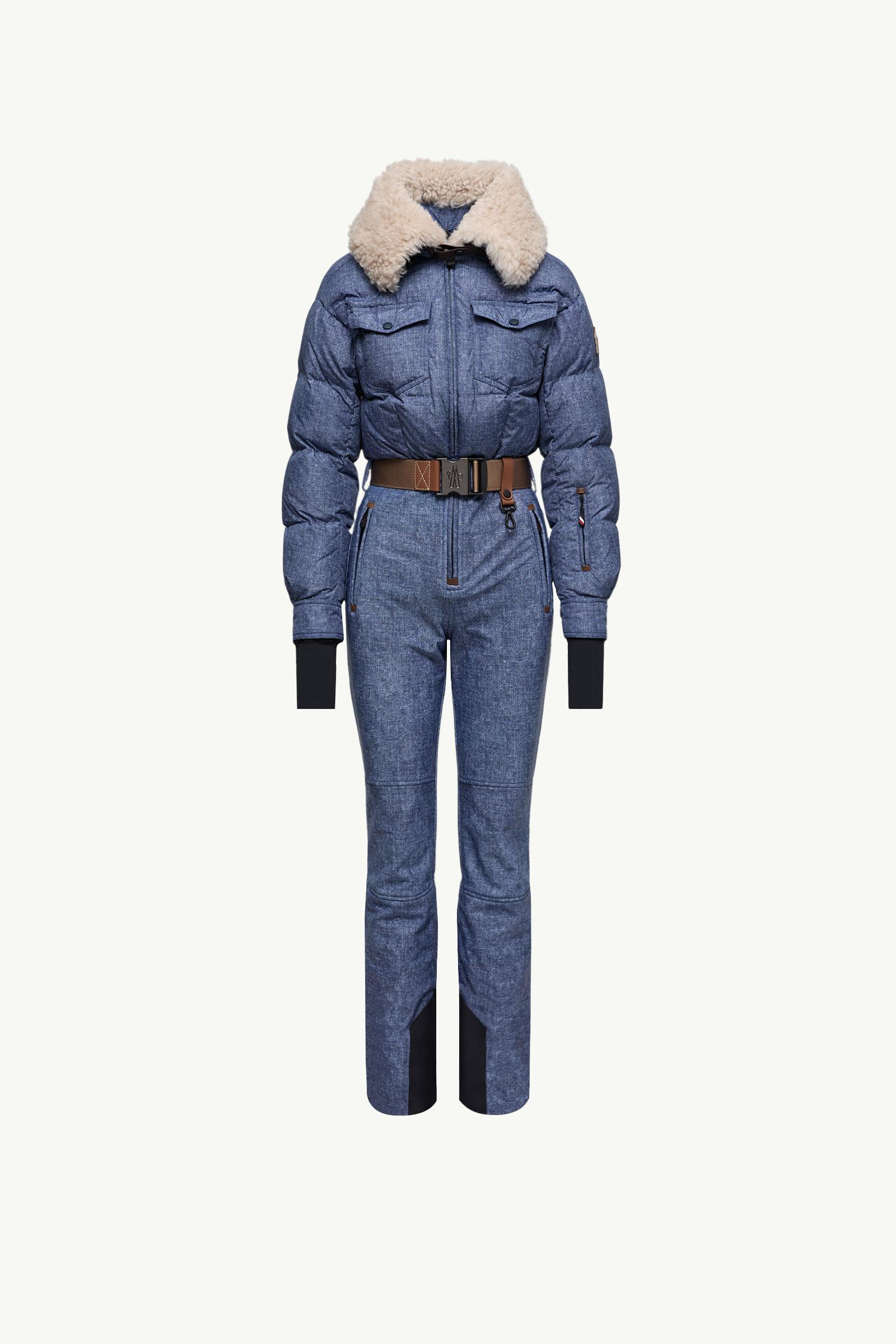 ■ 47489★冬 モンクレール レディースパンツセットアップ スキーウェア Denim Blue Shearling-Trimmed Insulated Ski Suit - Pants & Shorts