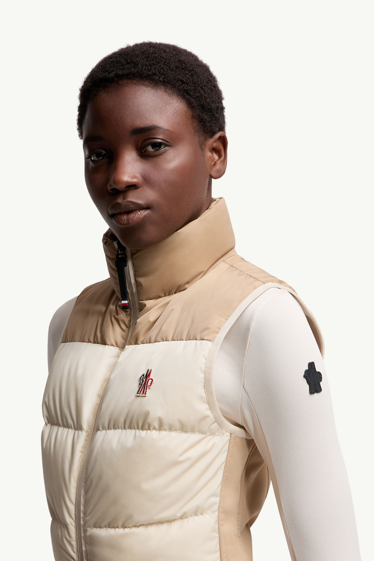 Daunengefüllter Skianzug Damen Beige & Weiss Moncler 1