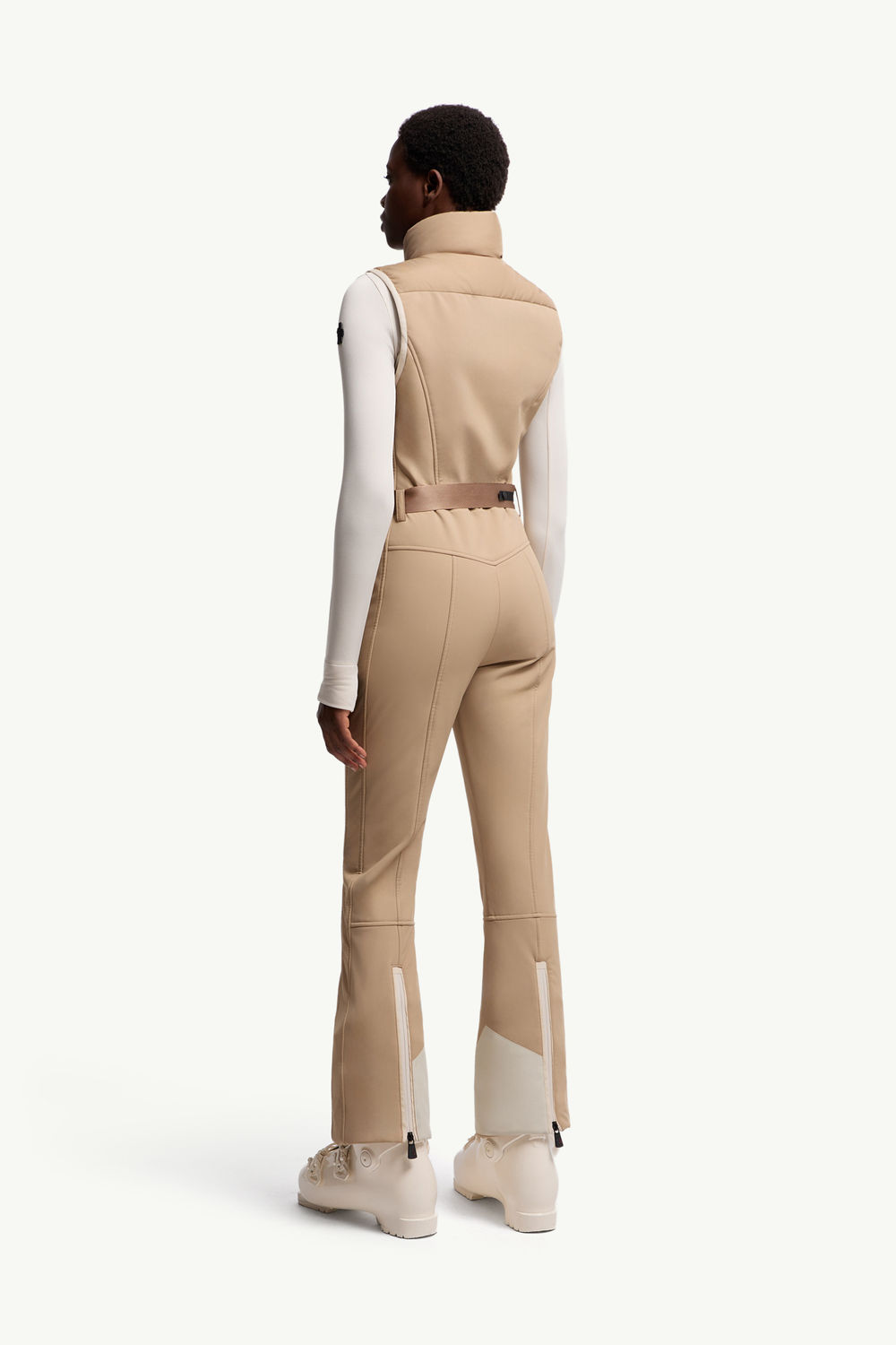 Down-Filled Ski Suit Women Beige & White Moncler 4