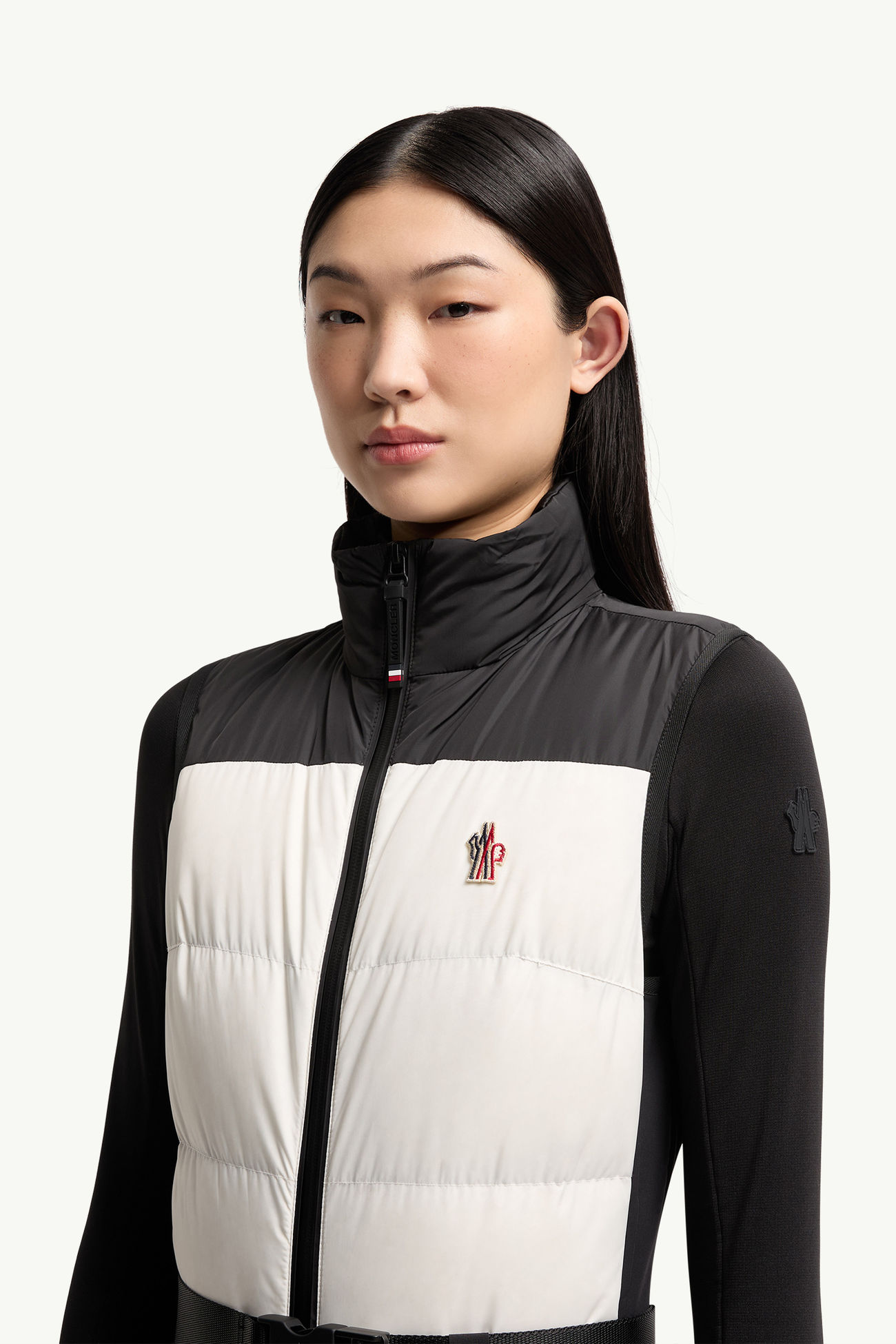 Daunengefüllter Skianzug Damen Schwarz & Weiß Moncler 1