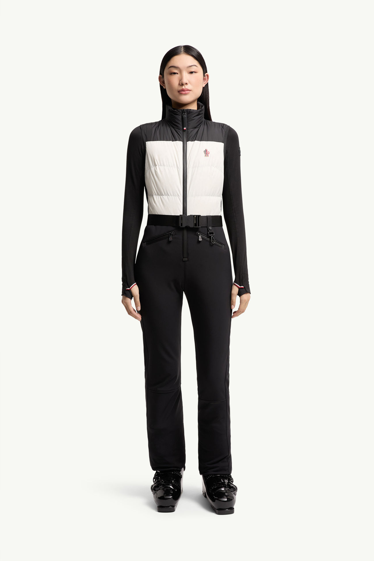Completo da sci imbottito in piuma Donna Nero & Bianco Moncler 3
