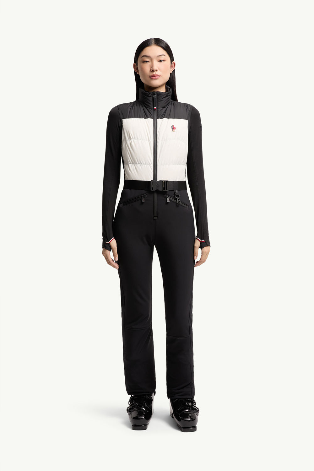 Down-Filled Ski Suit Women Black & White Moncler 3
