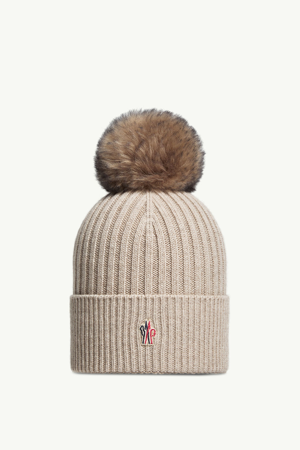 Bonnet en cachemire avec pompon Femmes Beige Clair Moncler 0