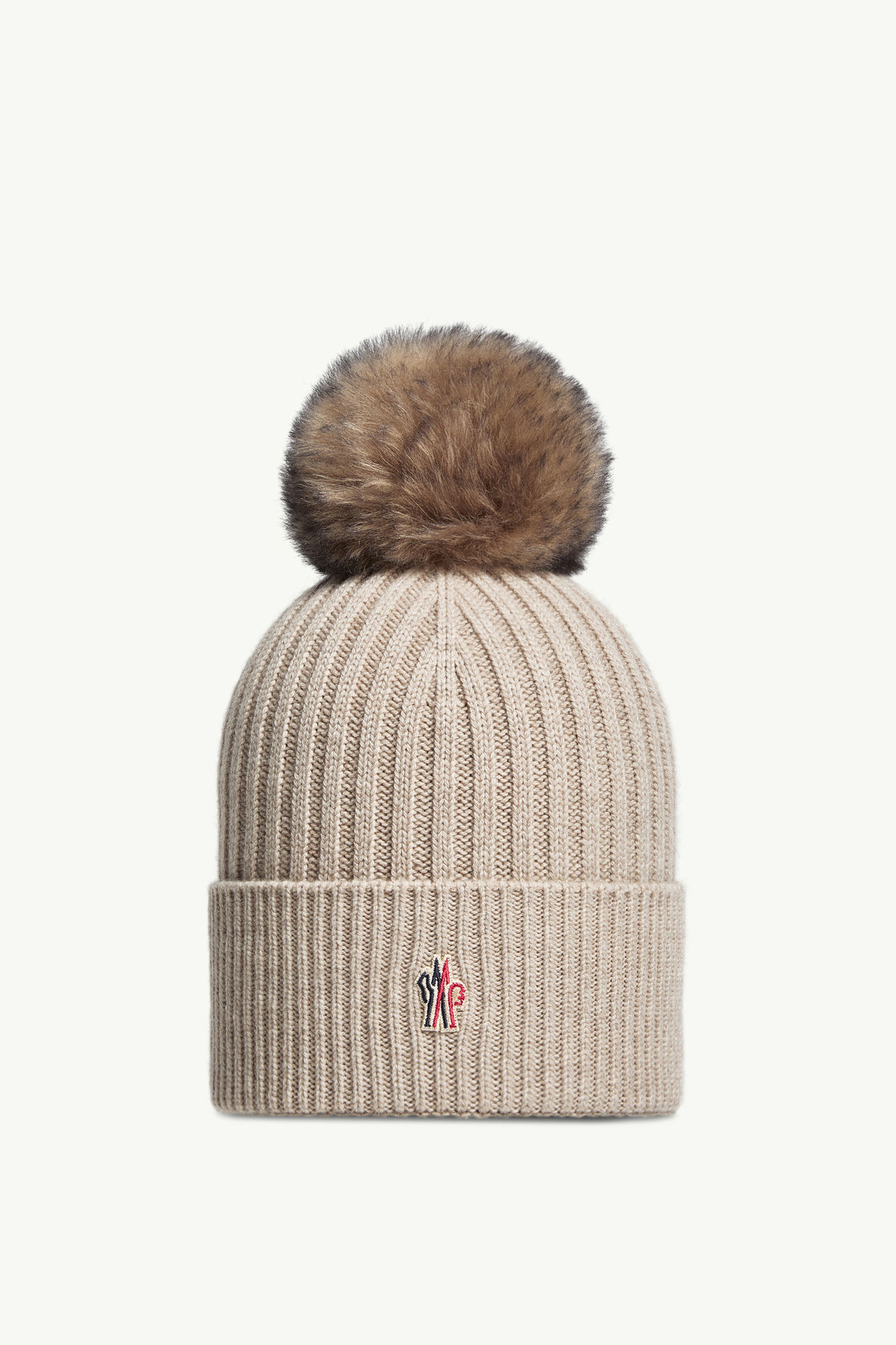 Cashmere Beanie with Pom Pom Women Light Beige Moncler 0