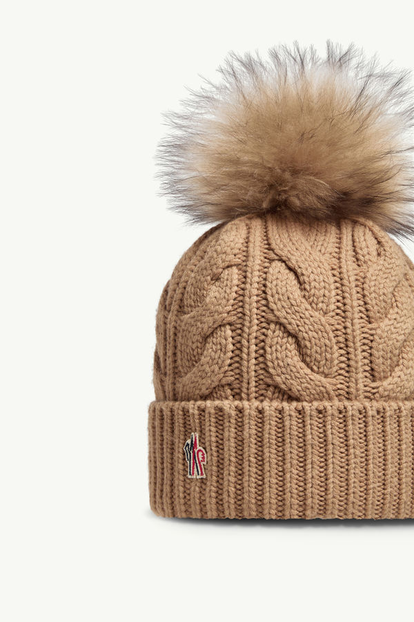 Wool & Cashmere Beanie with Pom Pom Women Beige Moncler 2