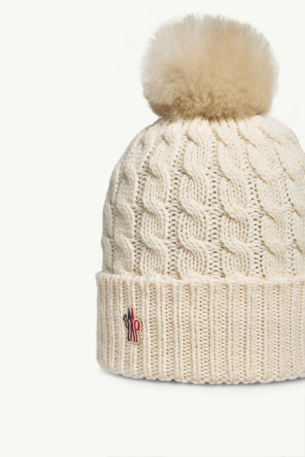 Mütze aus Wolle mit Bommel Damen Weiß Moncler 2