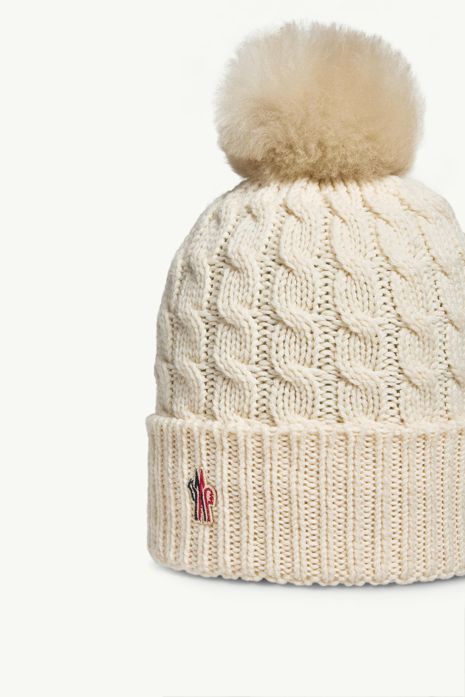 Wool Beanie With Pom Pom Women White Moncler 2