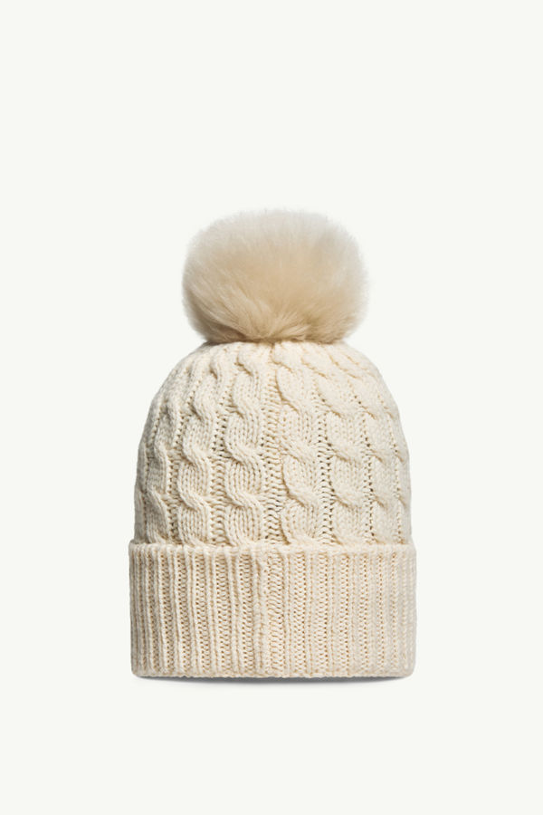 Mütze aus Wolle mit Bommel Damen Weiß Moncler 3
