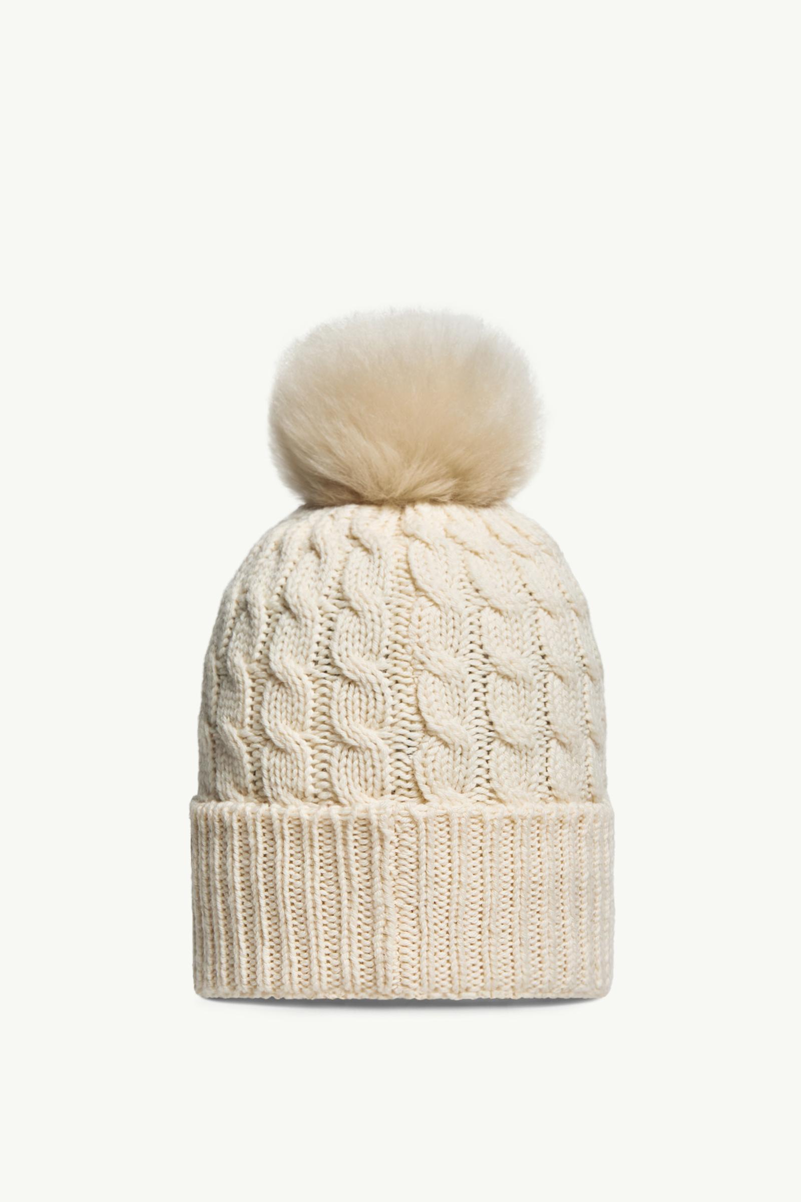 White Wool Beanie With Pom Pom - Hats & Beanies for Women | Moncler US