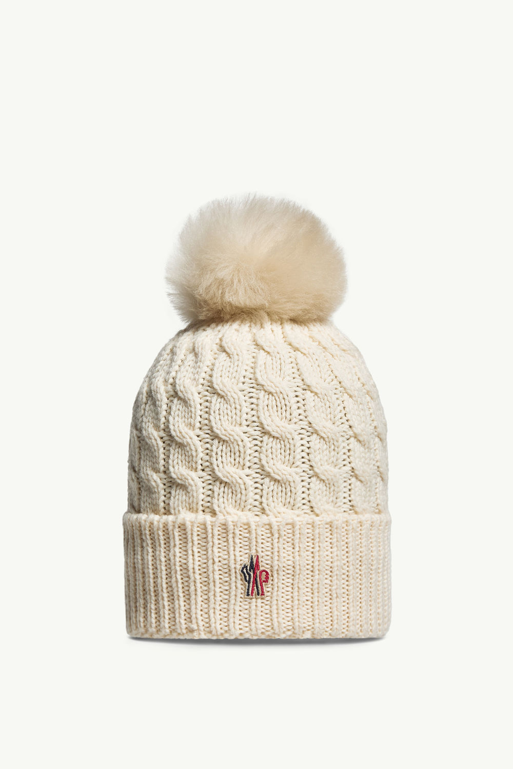Wool Beanie With Pom Pom Women White Moncler 0