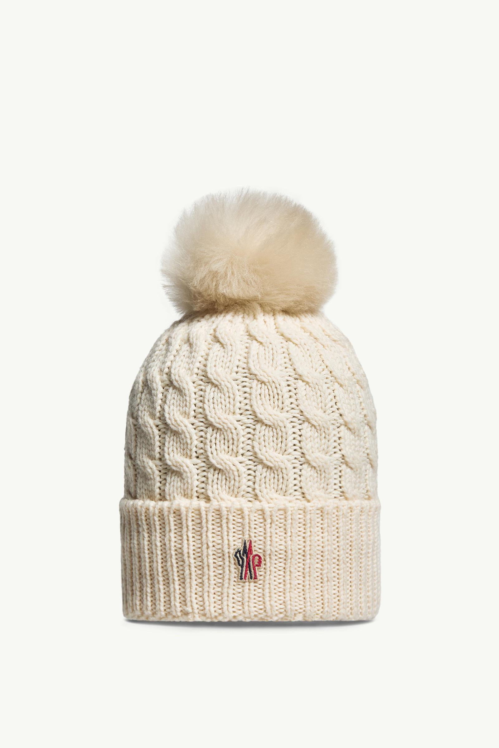 Wool Beanie With Pom Pom Women White Moncler 0