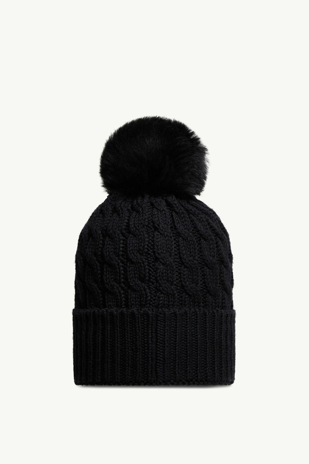 Wool Beanie With Pom Pom Women Black Moncler 3
