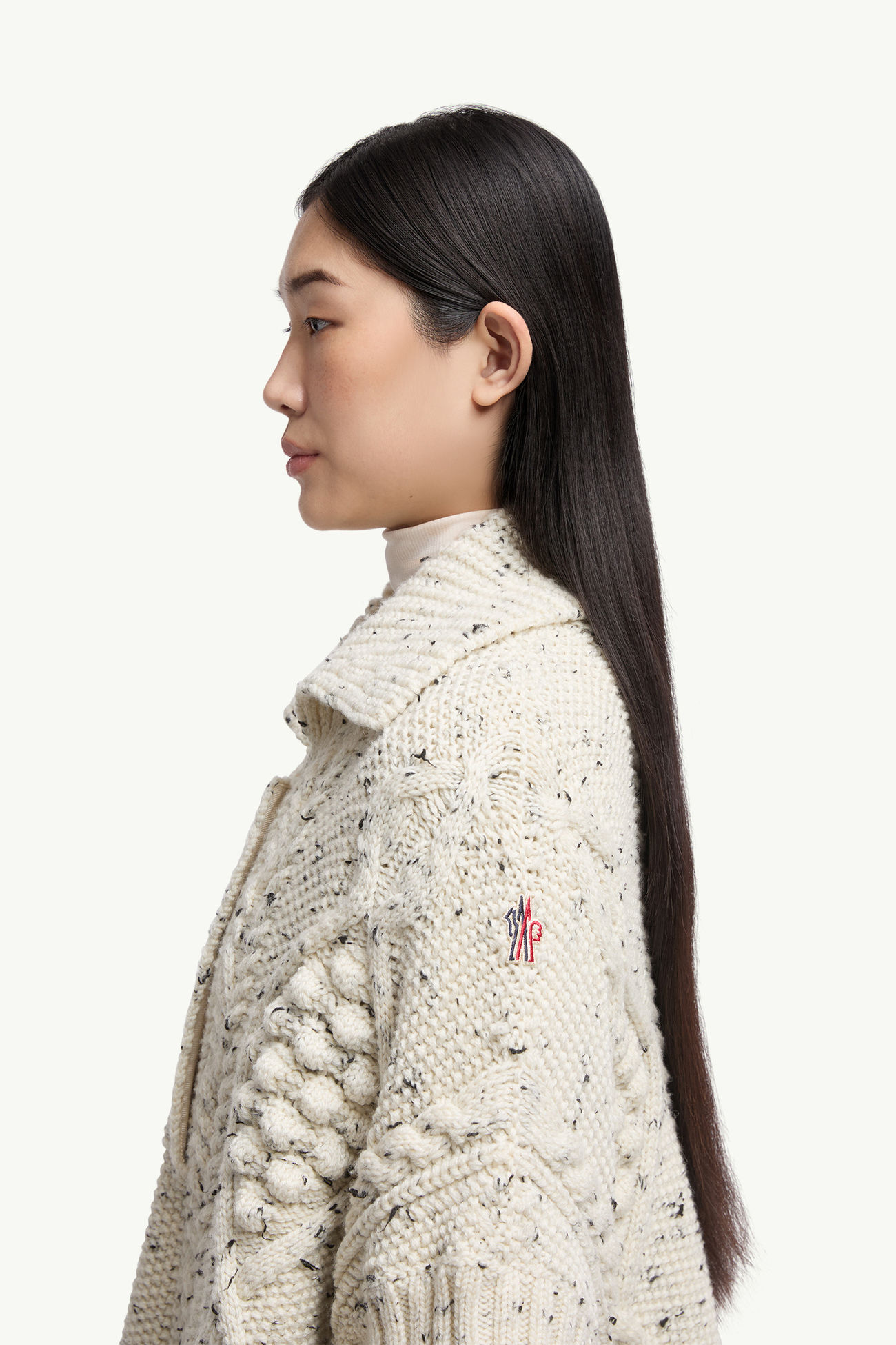 羊毛混紡流蘇斗篷 女士 象牙白色 Moncler 1