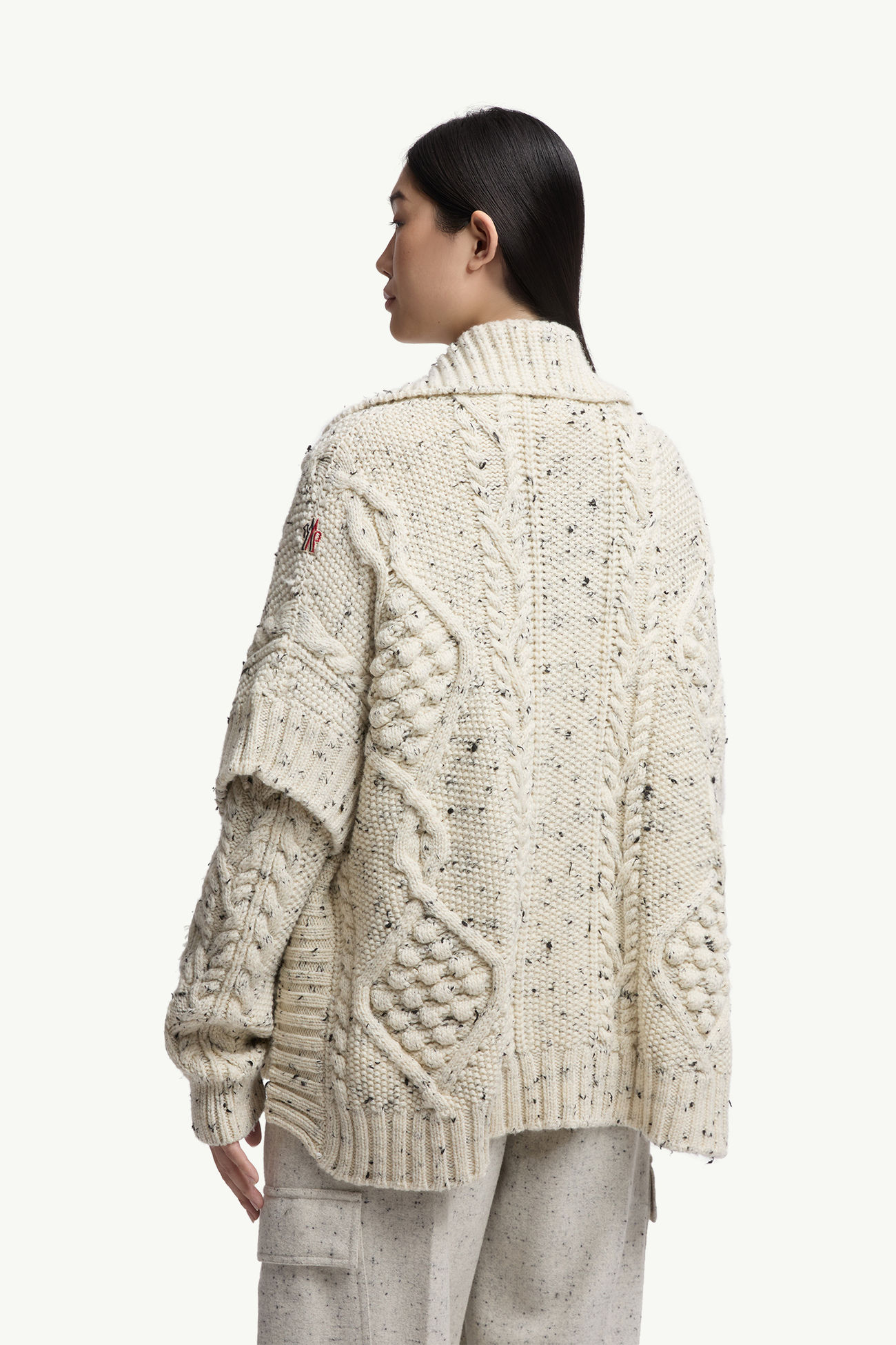 Cape aus Wollmischung mit Quasten Damen Weiß-Elfenbein Moncler 4