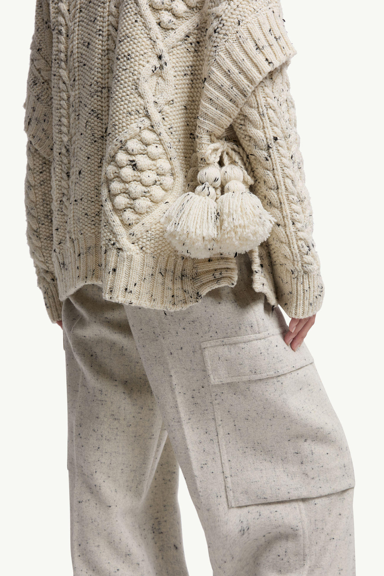 Cape aus Wollmischung mit Quasten Damen Weiß-Elfenbein Moncler 5