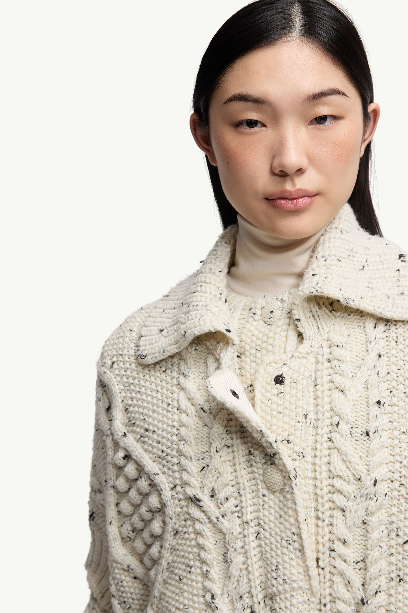 羊毛混紡流蘇斗篷 女士 象牙白色 Moncler 6