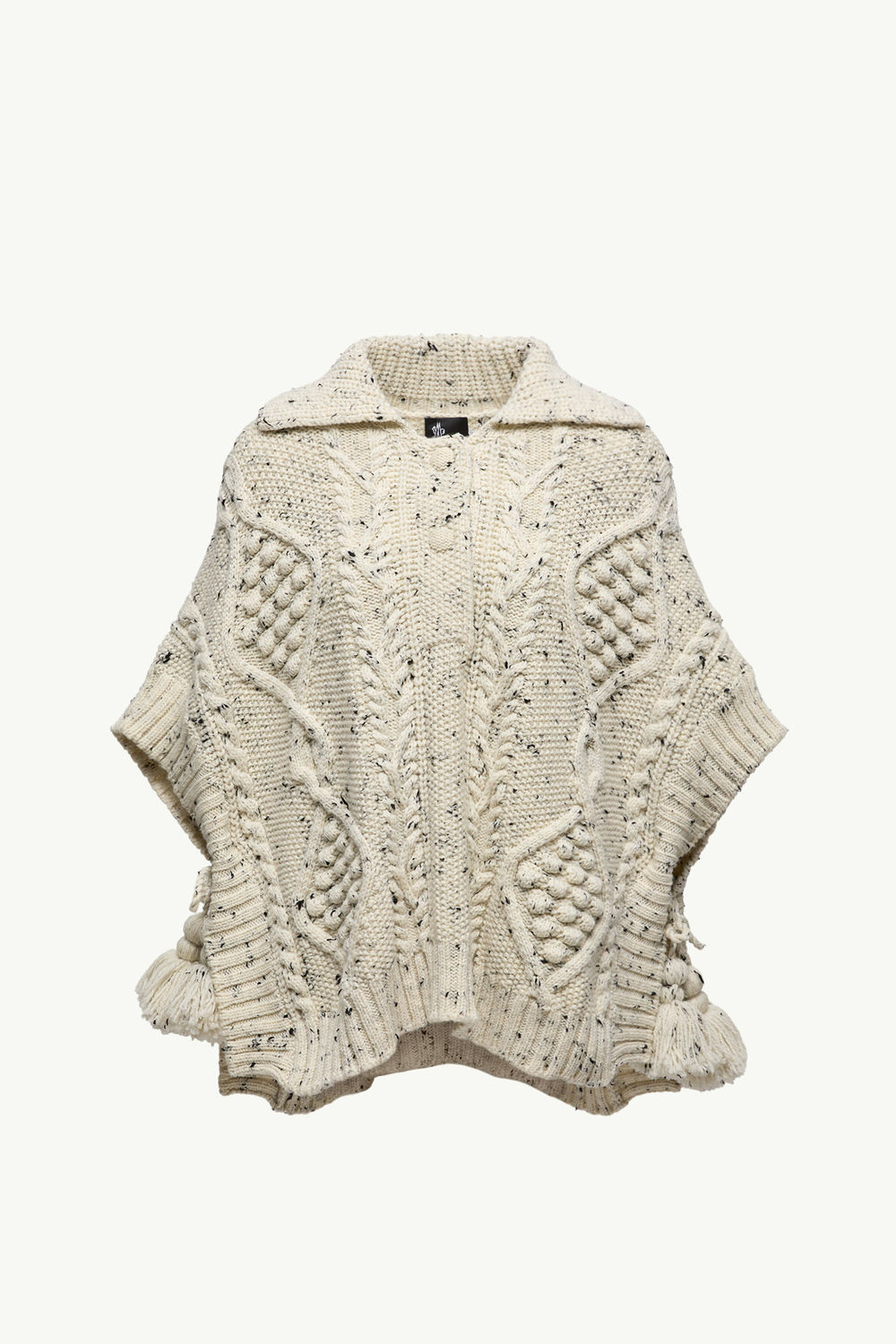 Wool Blend Tassel Cape Women White Ivory Moncler 2